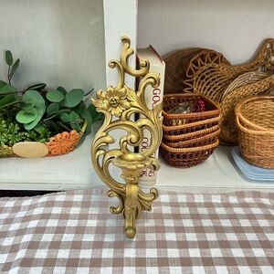 Vintage gold resin wall sconce candle holder syroco